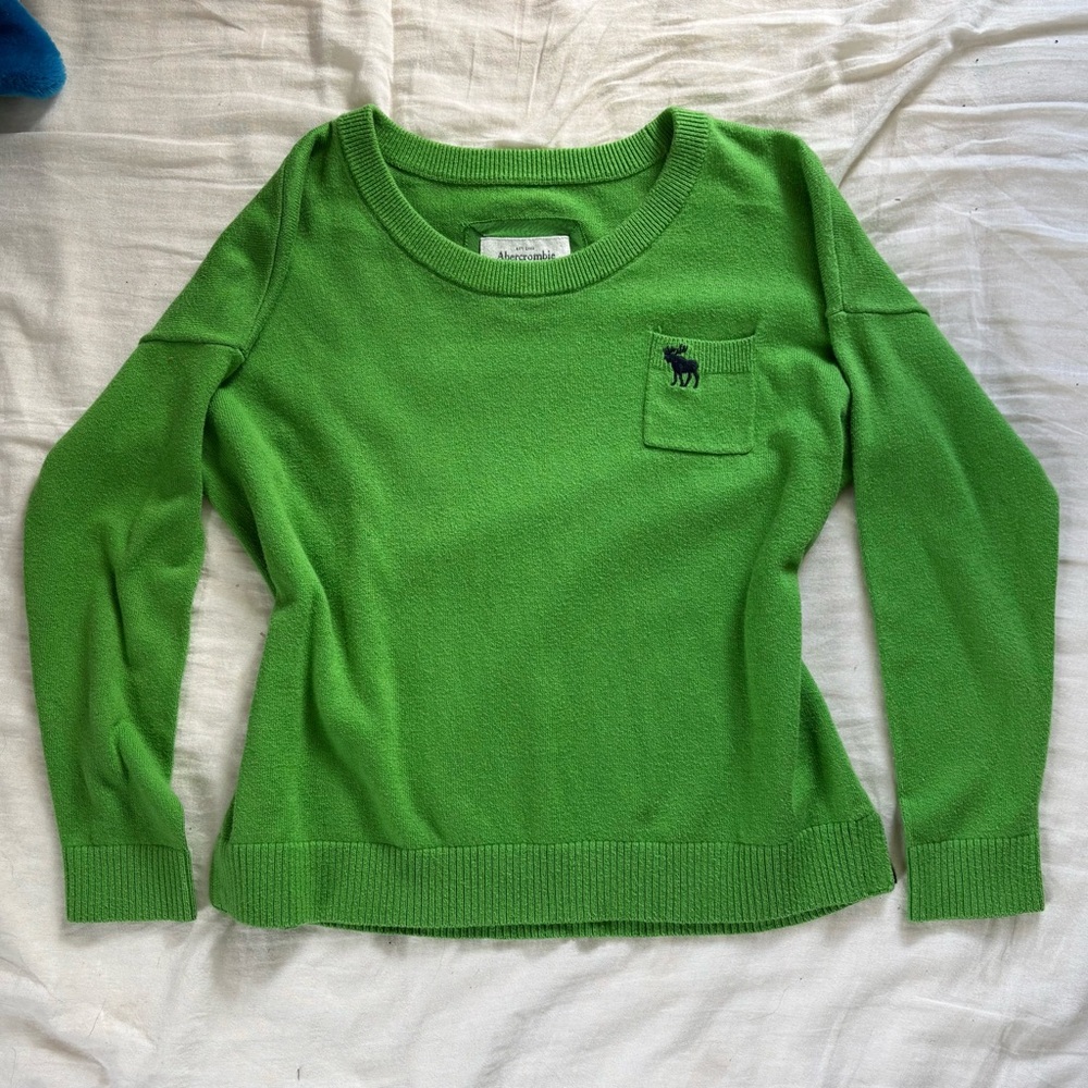 y2k a&f lime green sweater